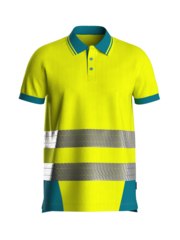 Rescuewear Poloshirt kurze Ärmel, segmented, Enamelblau/Neon Gelb
