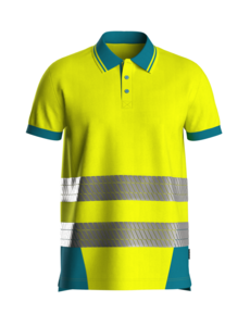 Rescuewear Poloshirt korte mouw, segmented, Enamelblauw/fluorgeel