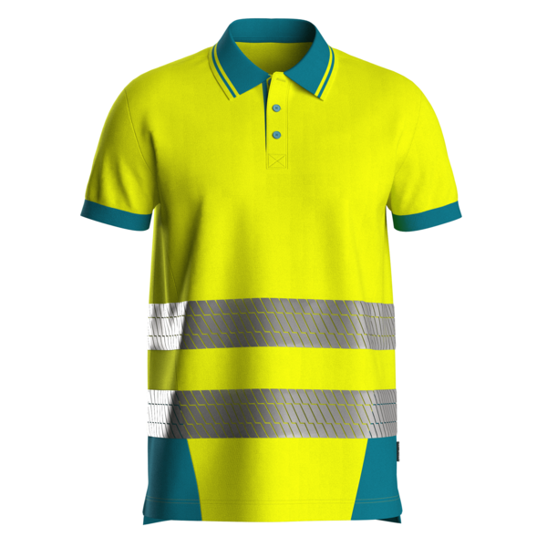 Rescuewear Poloshirt korte mouw, Segmented,  Enamelblauw/neongeel