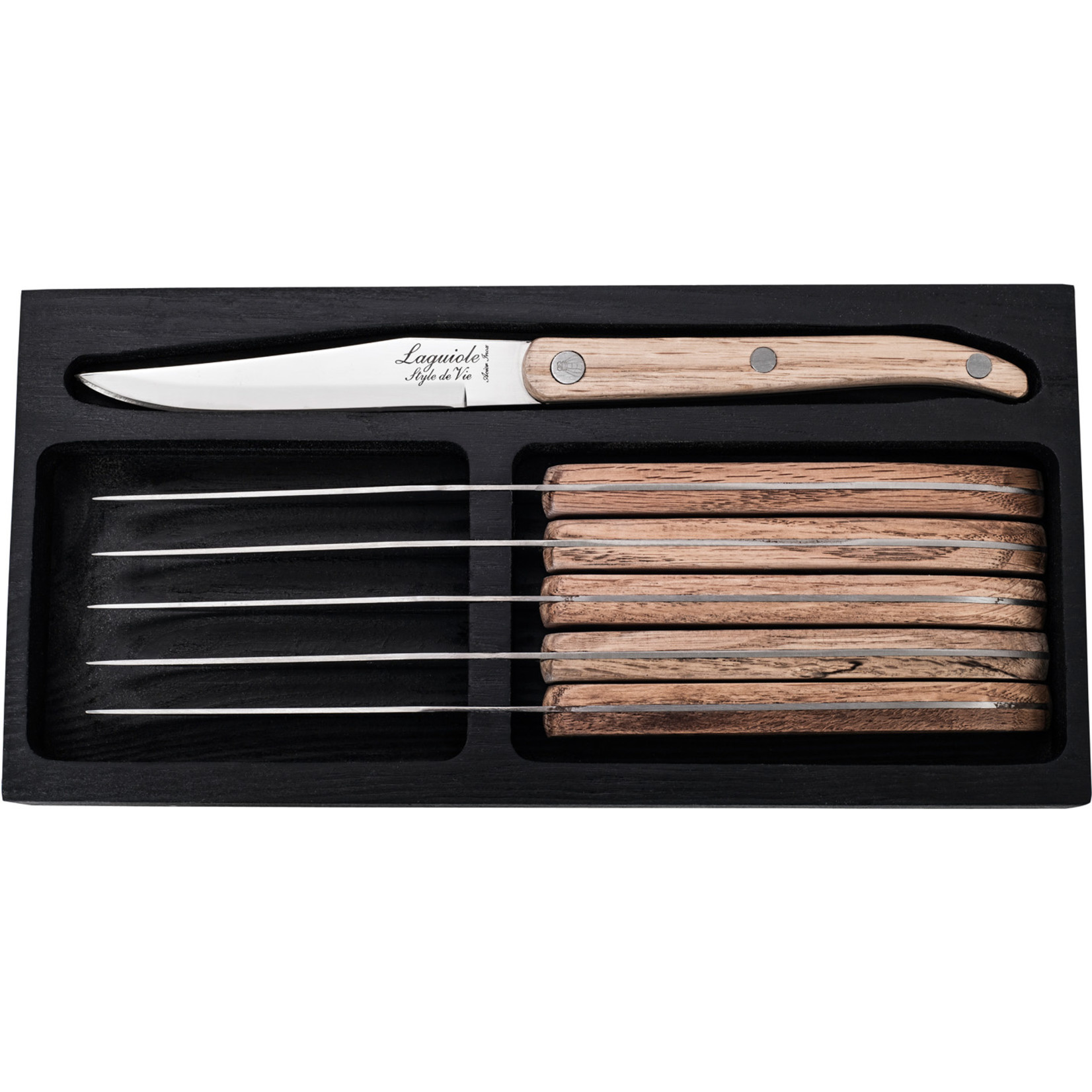 Laguiole Style de Vie Laguiole Style de Vie Innovation Line steakmessenset 6-delig glad eikenhout