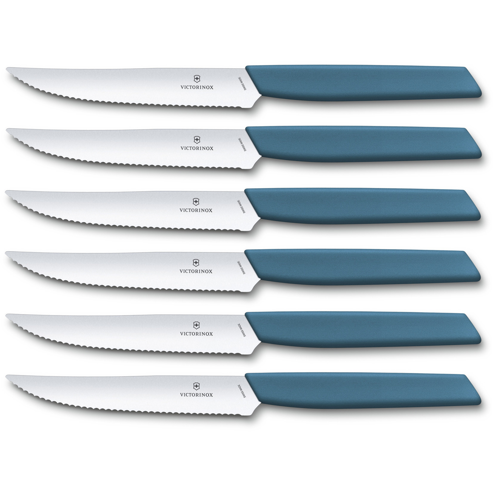 Victorinox Swiss Modern steakmessen 6-delig 12cm, blauw