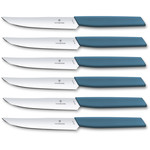 Victorinox Swiss Modern steakmessen 6-delig 12cm, blauw