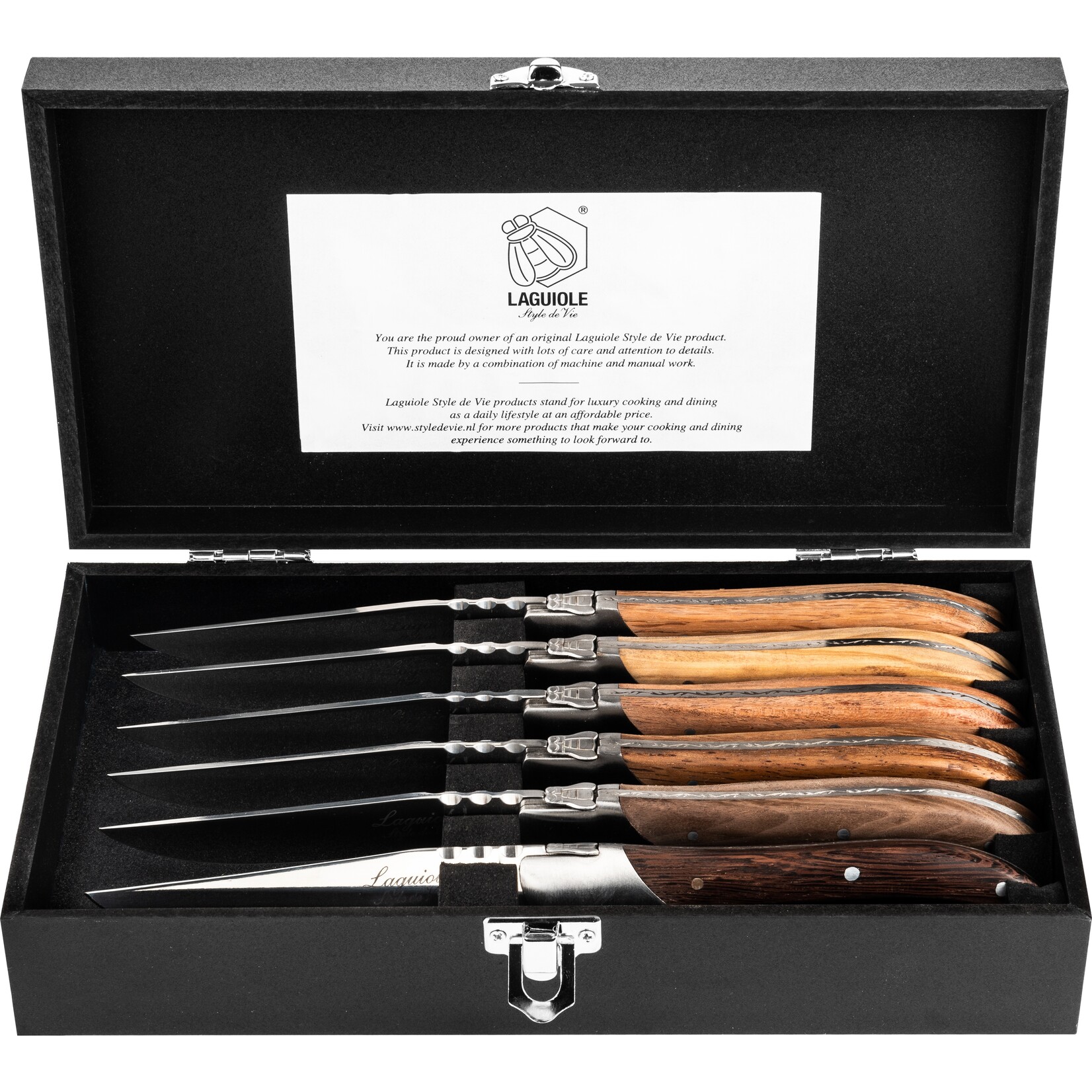 Laguiole Style de Vie Laguiole Style de Vie Luxury Line Steakmessenset 6-delig gemengd hout