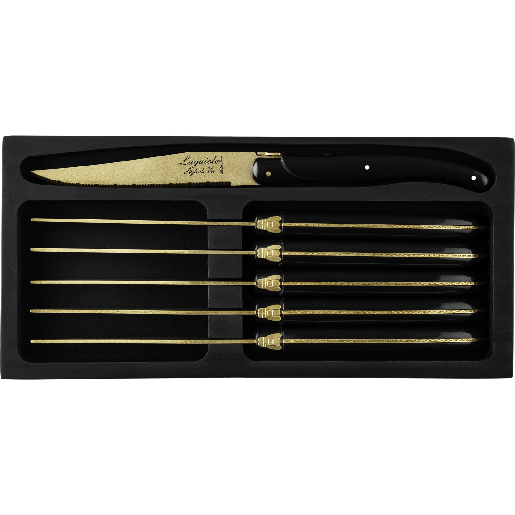Laguiole Style de Vie Laguiole Style de Vie Prestige Line steakmessenset 6-delig goud
