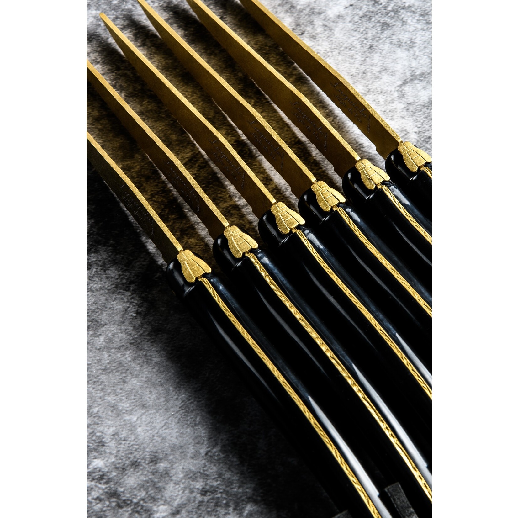 Laguiole Style de Vie Laguiole Style de Vie Prestige Line steakmessenset 6-delig goud