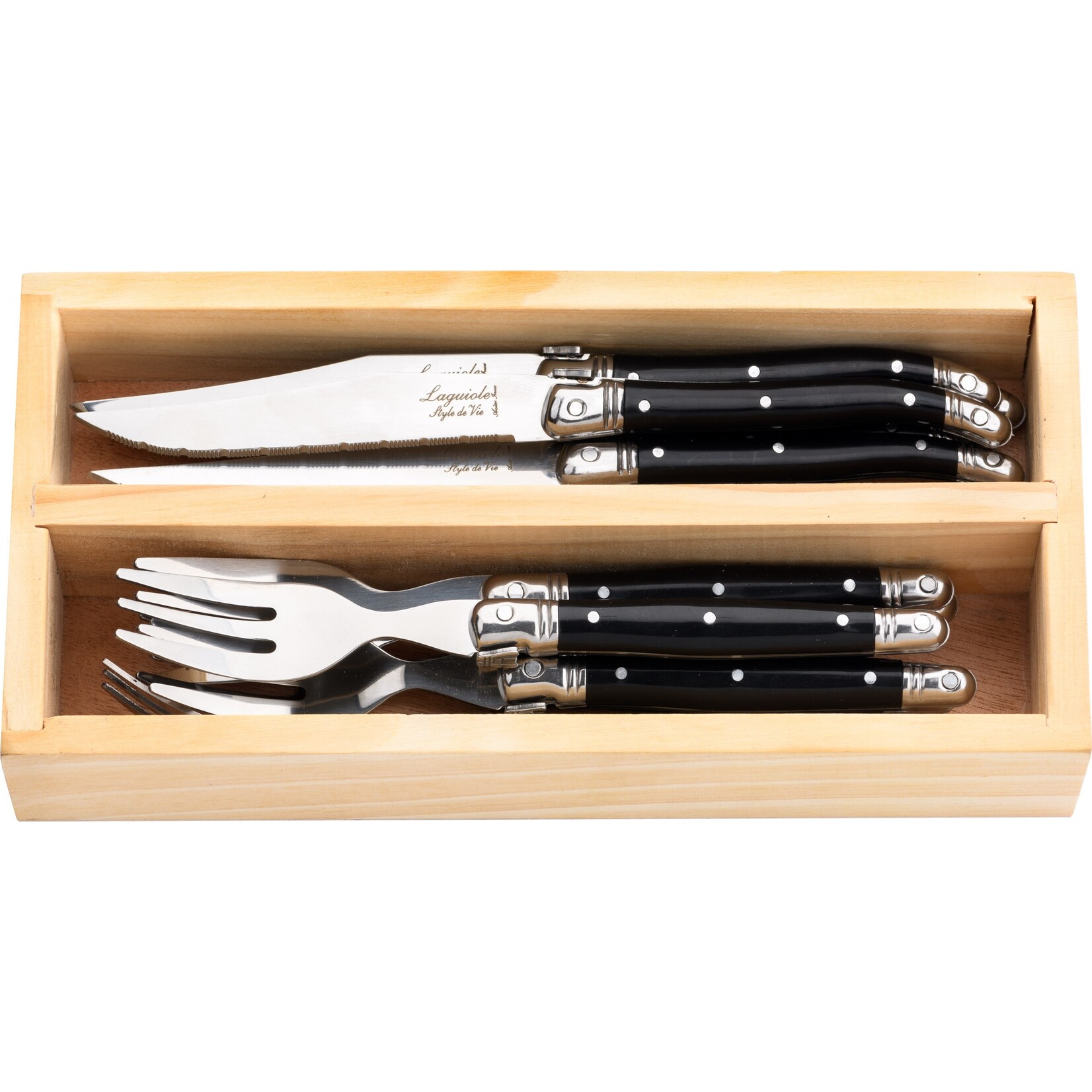 Laguiole Style de Vie Laguiole Style de Vie Premium Line bestekset mini 12-delig, zwart