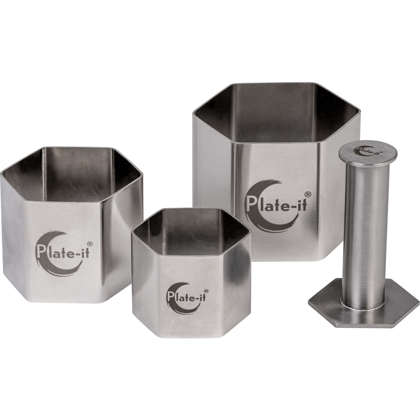 Plate-it Plate-it Garneerringen Hexagon 4-delige set, met pusher