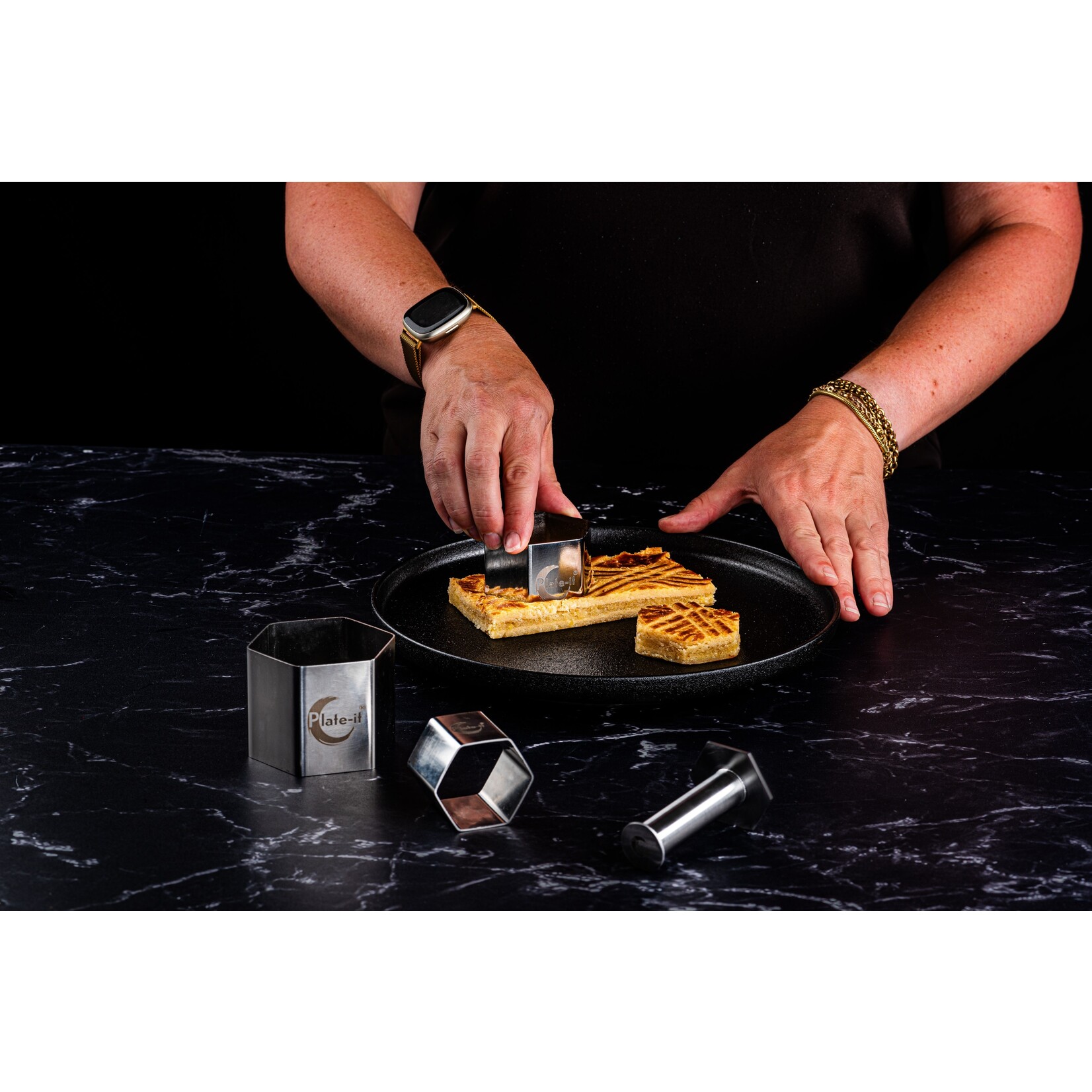 Plate-it Plate-it Garneerringen Hexagon 4-delige set, met pusher