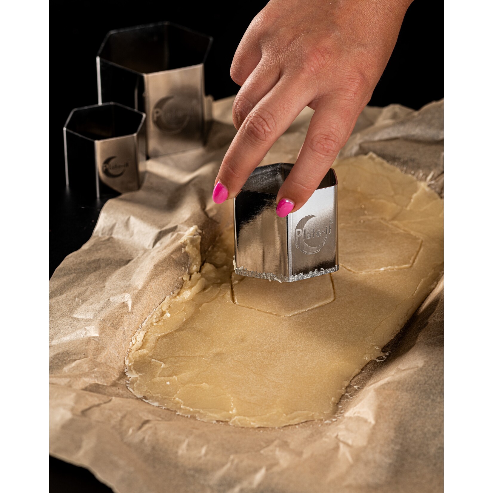 Plate-it Plate-it Garneerringen Hexagon 4-delige set, met pusher