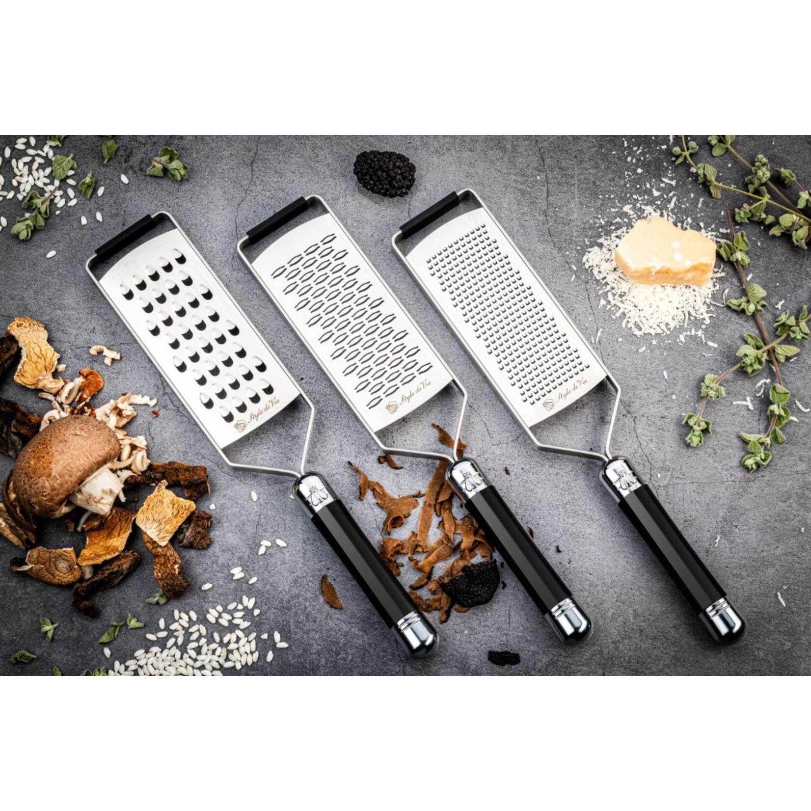 Laguiole Style de Vie Laguiole Style de Vie Premium Line Raspen set 3-delig, zwart