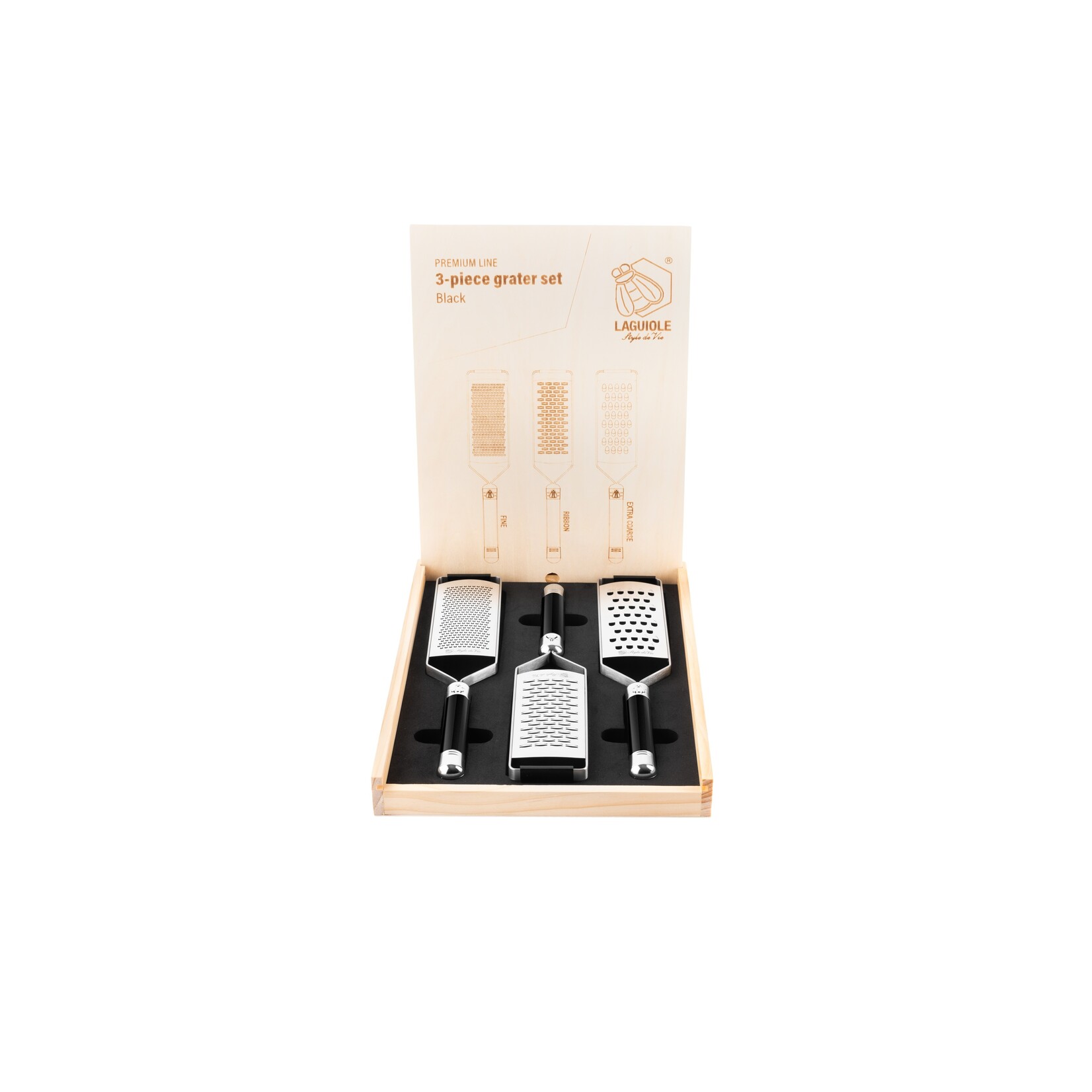 Laguiole Style de Vie Laguiole Style de Vie Premium Line Raspen set 3-delig, zwart