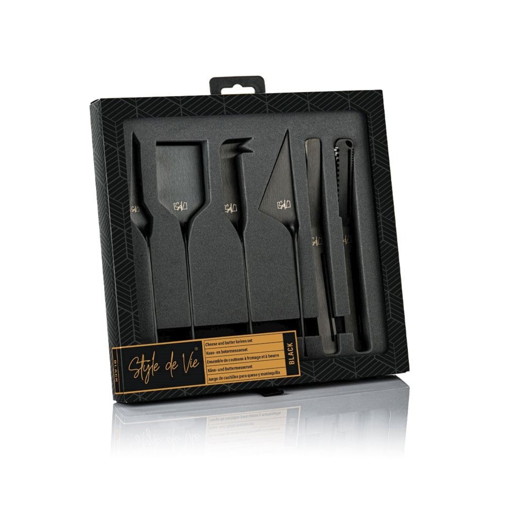 Style de Vie Style de Vie kaasmessenset 6-delig, zwart