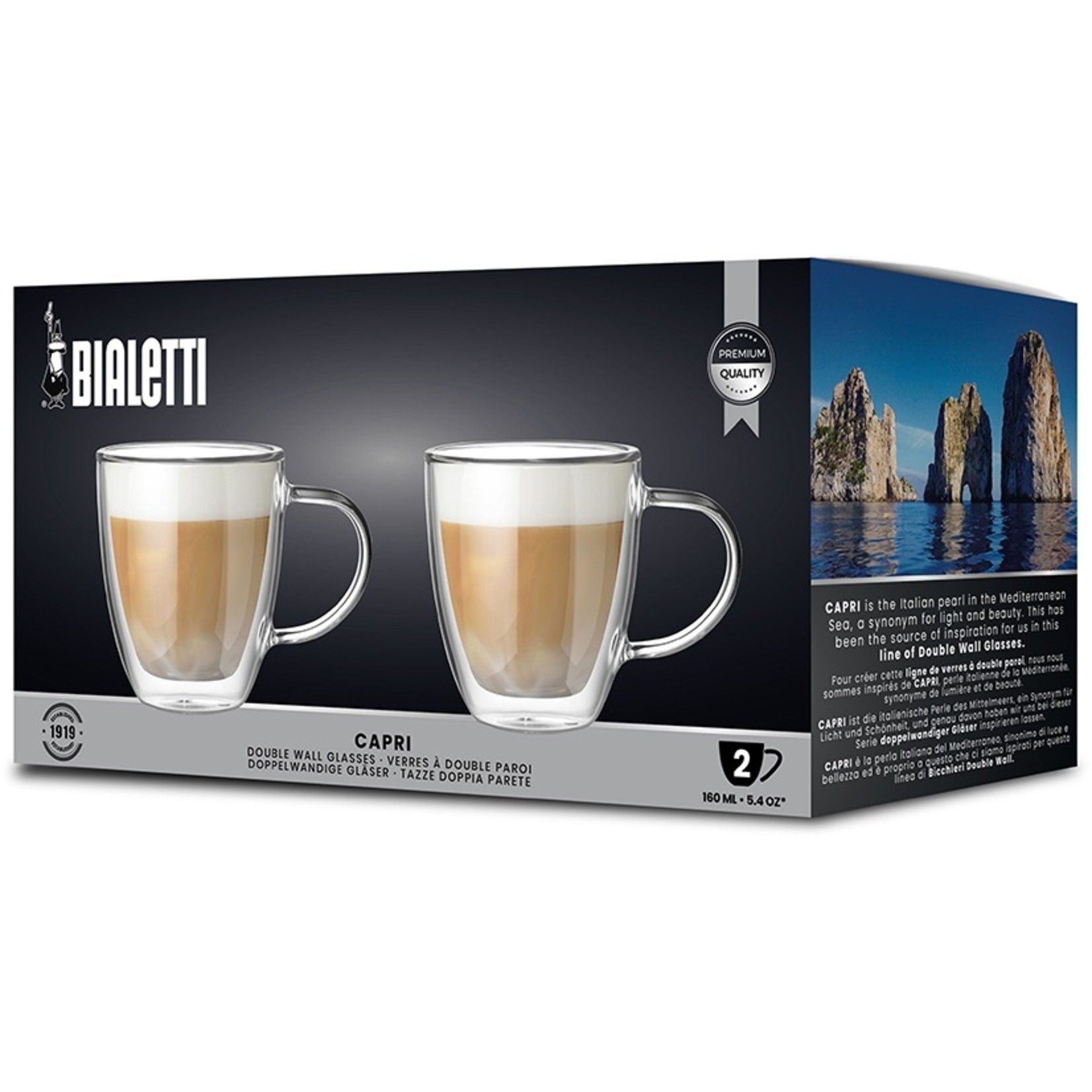 Bialetti Bialetti Capri dubbelwandig koffie-/theeglas, 2-delig, 160 ml