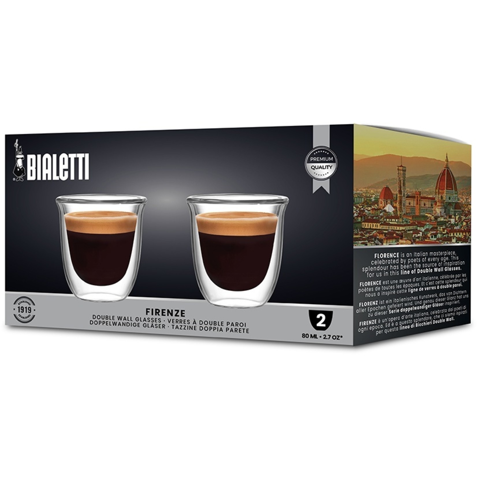 Bialetti Bialetti Firenze dubbelwandig koffie-/theeglas, 2-delig, 80 ml