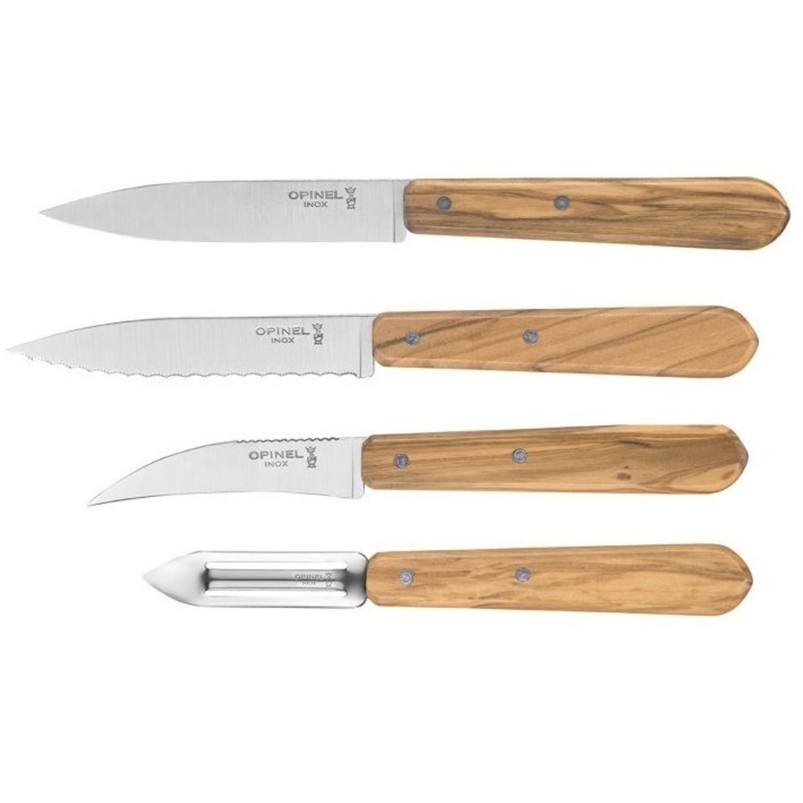 Opinel Opinel Les Essentiels messenset 4-delig olijfhout