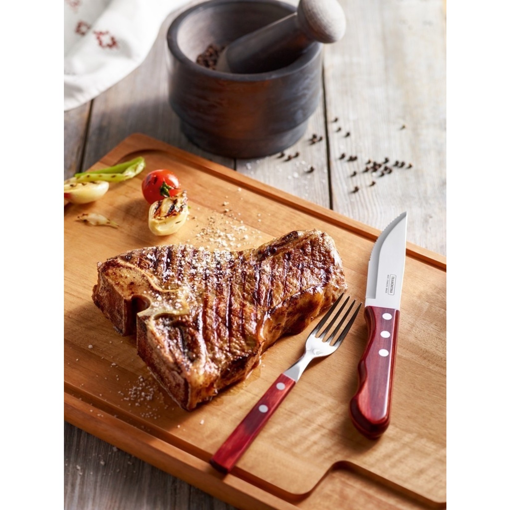 Tramontina Tramontina Churrasco steakmessenset Jumbo 6-delig rood