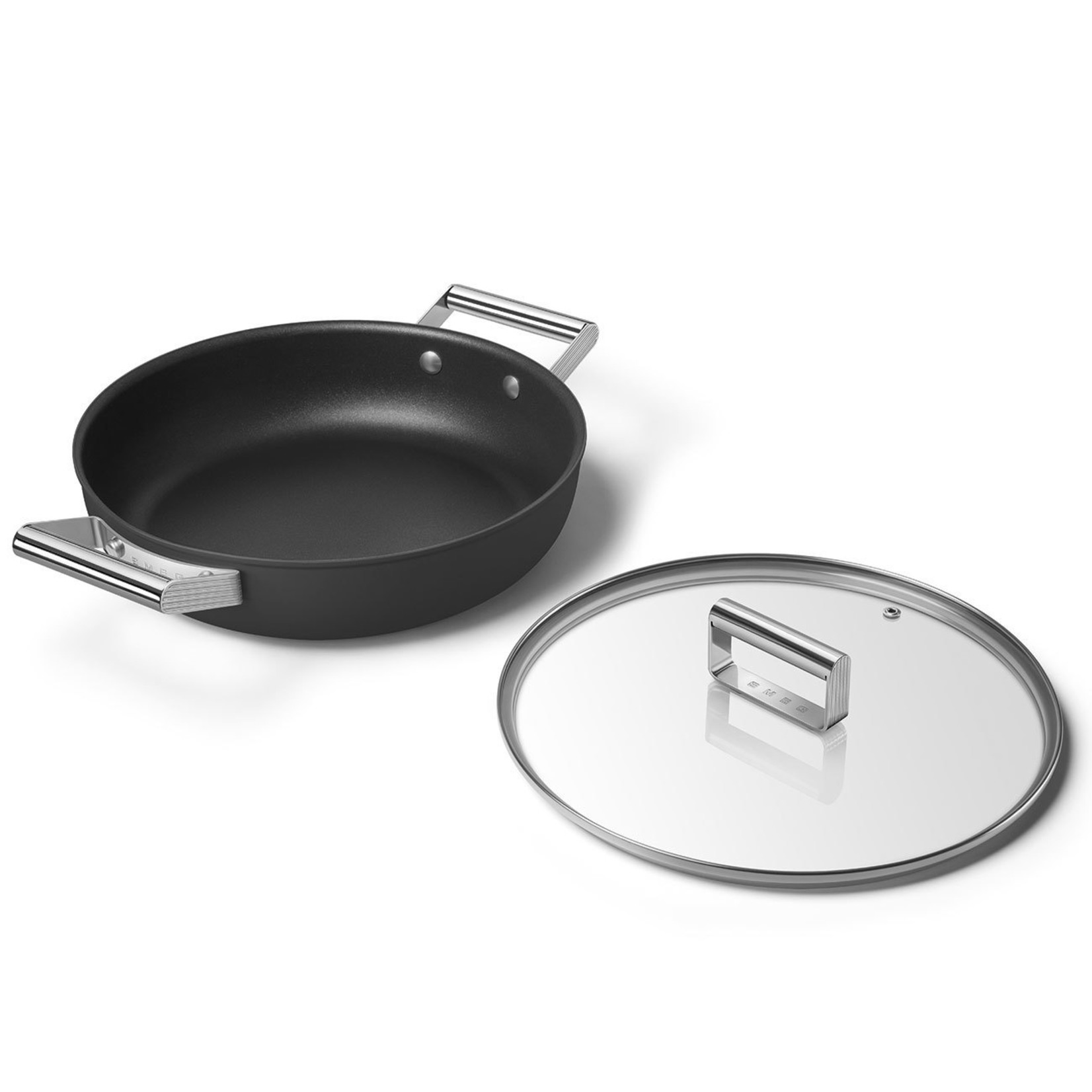 SMEG SMEG Smoorpan met deksel 28 cm, anti-aanbaklaag, zwart mat, CKFD2811BLM