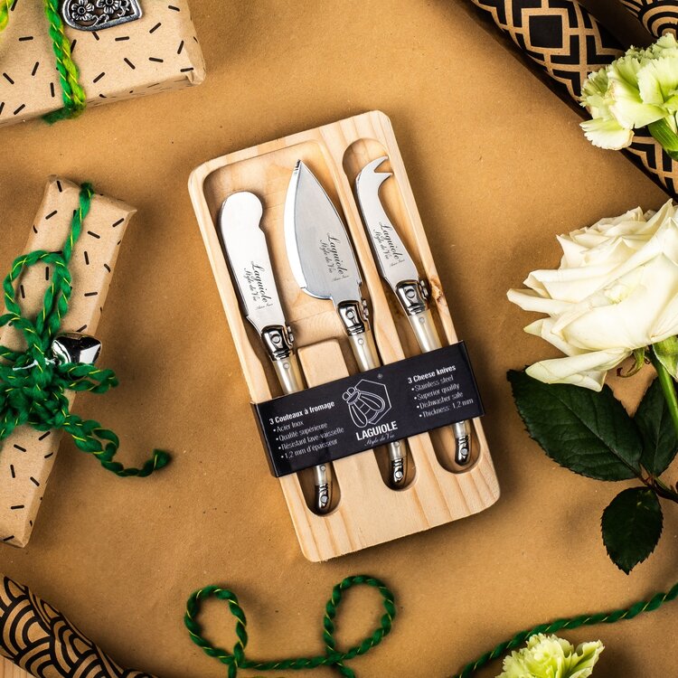 Laguiole Style de Vie Laguiole Style de Vie Premium Line kaasmessenset 3-delig parelmoer
