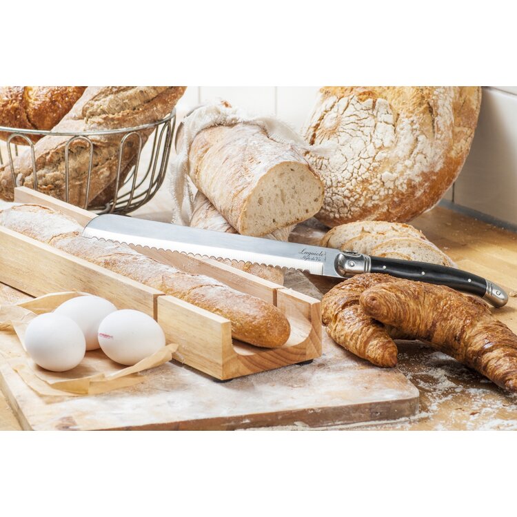 Laguiole Style de Vie Laguiole Style de Vie Premium Line broodmes zwart met plank