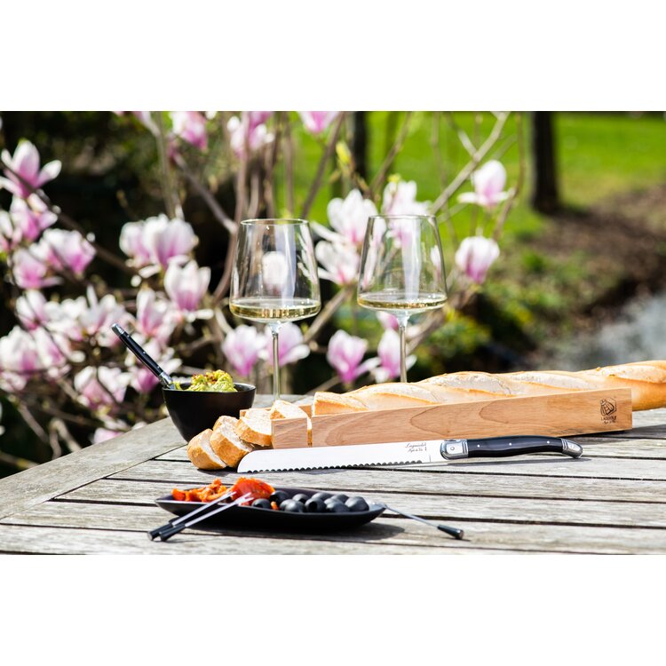 Laguiole Style de Vie Laguiole Style de Vie Premium Line broodmes zwart met plank