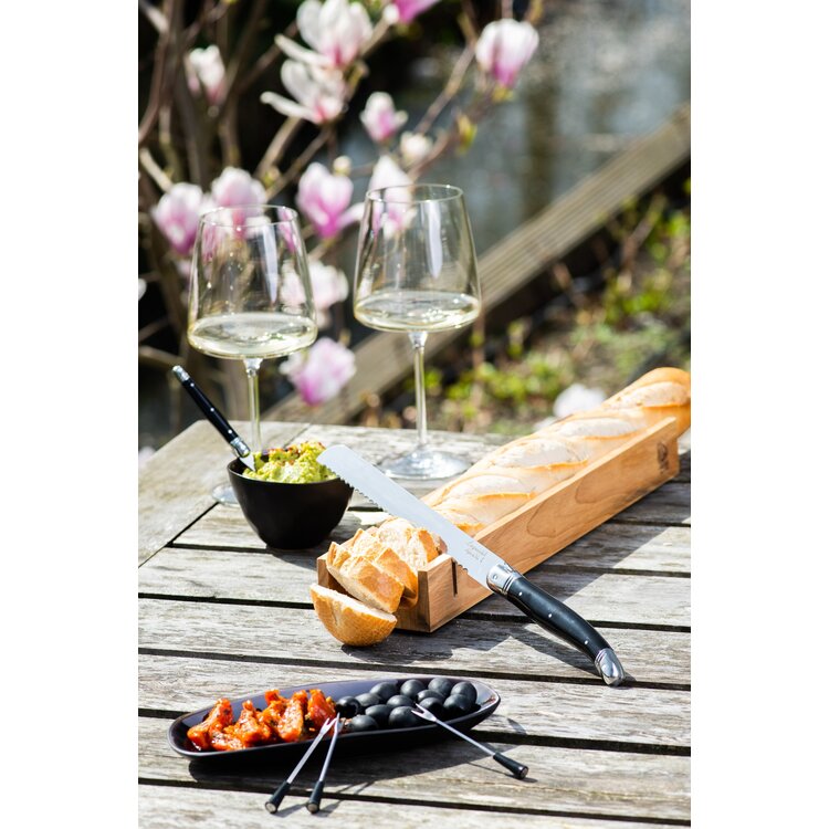 Laguiole Style de Vie Laguiole Style de Vie Premium Line broodmes zwart met plank