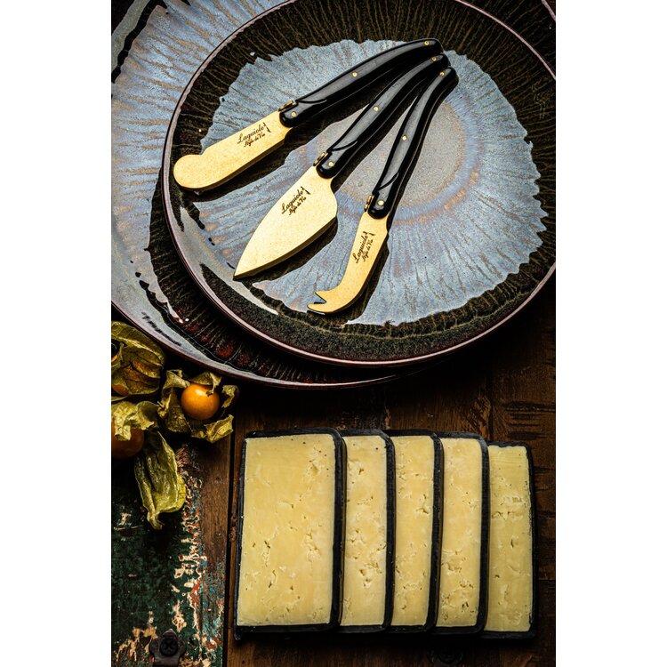 Laguiole Style de Vie Laguiole Style de Vie Prestige Line kaasmessenset 3-delig goud