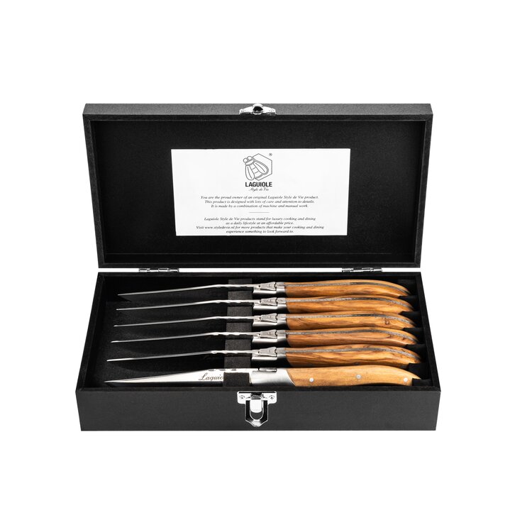 Laguiole Style de Vie Laguiole Style de Vie Luxury Line Steakmessenset 6-delig olijfhout