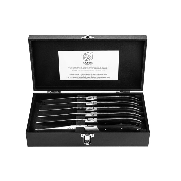 Laguiole Style de Vie Laguiole Style de Vie Luxury Line Steakmessenset 6-delig zwart pakkahout
