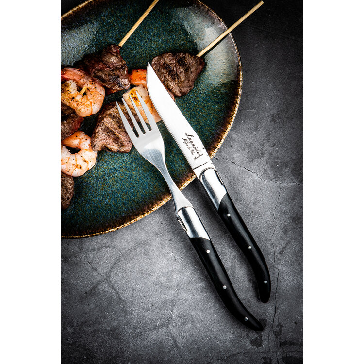 Laguiole Style de Vie Laguiole Style de Vie Luxury Line vorken 6-delig zwart pakkahout