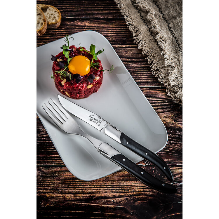 Laguiole Style de Vie Laguiole Style de Vie Luxury Line vorken 6-delig zwart pakkahout
