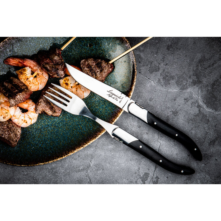 Laguiole Style de Vie Laguiole Style de Vie Luxury Line vorken 6-delig zwart pakkahout