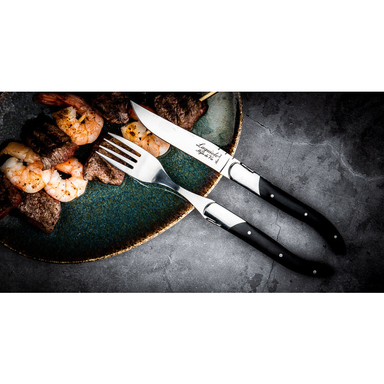 Laguiole Style de Vie Laguiole Style de Vie Luxury Line vorken 6-delig zwart pakkahout