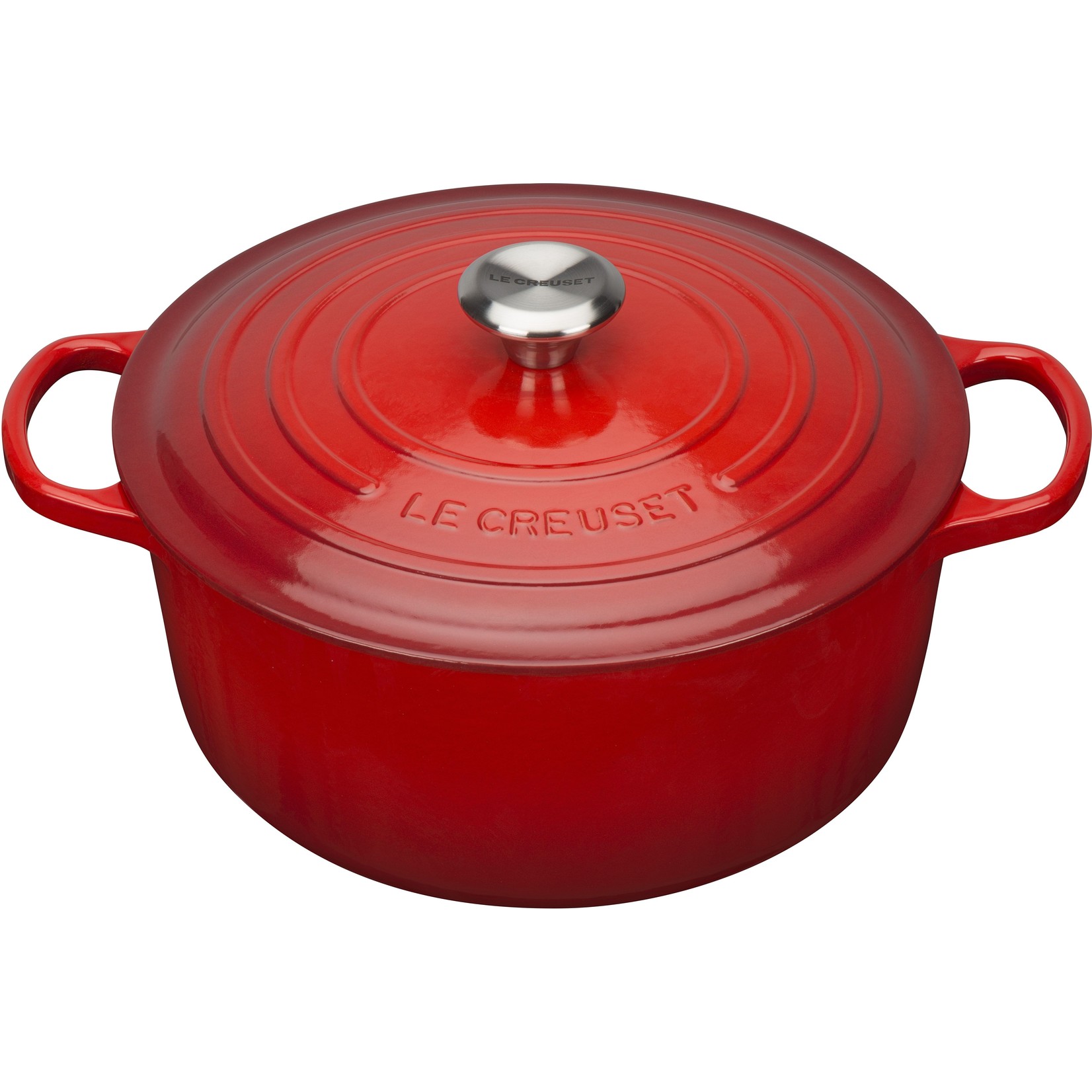 Langskomen gevogelte Rouwen Le Creuset gietijzeren ronde braadpan 24 cm, kersenrood - Mystore.nl