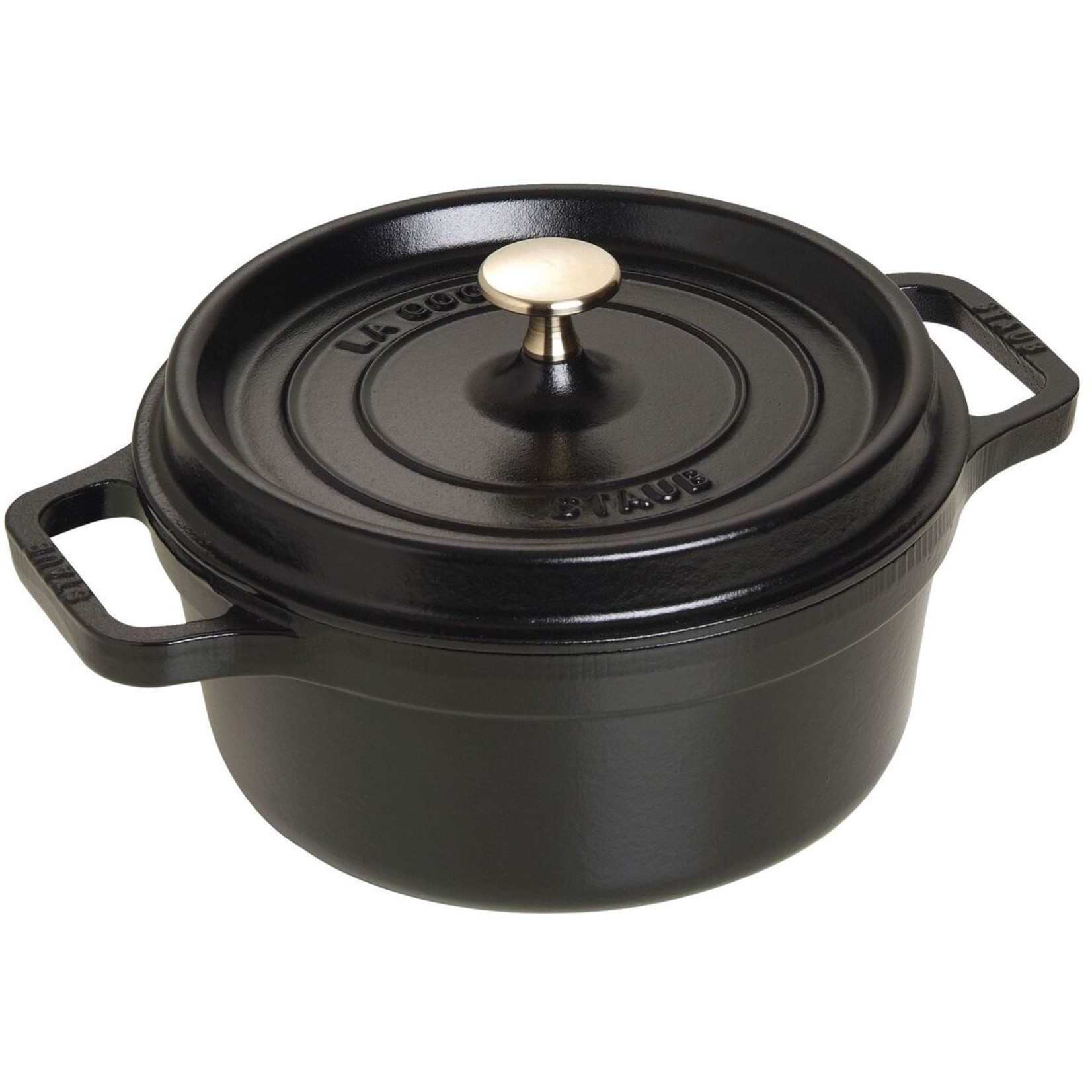 aftrekken Dhr slank Staub Ronde cocotte gietijzer 22 cm, zwart - Mystore.nl