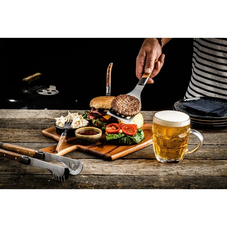 Laguiole Style de Vie Laguiole Style de Vie Luxury Line BBQ Set, Olijfhout, 2-delige set