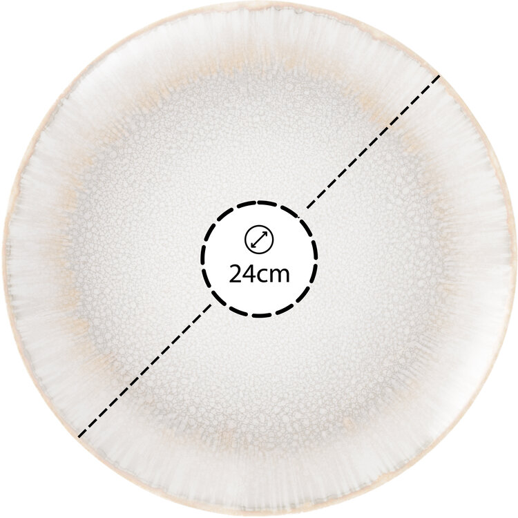 Hazel & Bos Hazel & Bos Juntos blanco artico ontbijtbord, 24 cm, set van 6, porselein