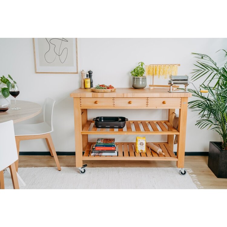 Butler Butler keukentrolley M-1200, beukenhout, kopshouten blad