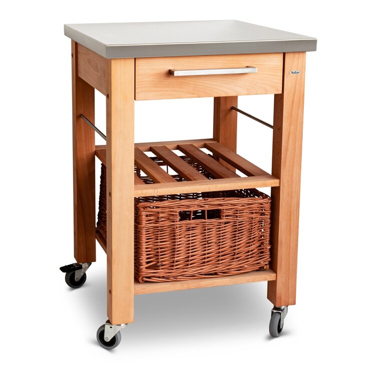 Butler Butler keukentrolley M-600, beukenhout, roestvrijstalen blad