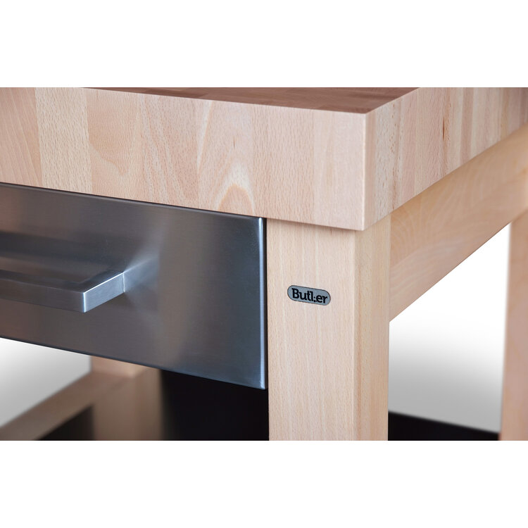 Butler Butler keukentrolley M-600, beukenhout, roestvrij staal