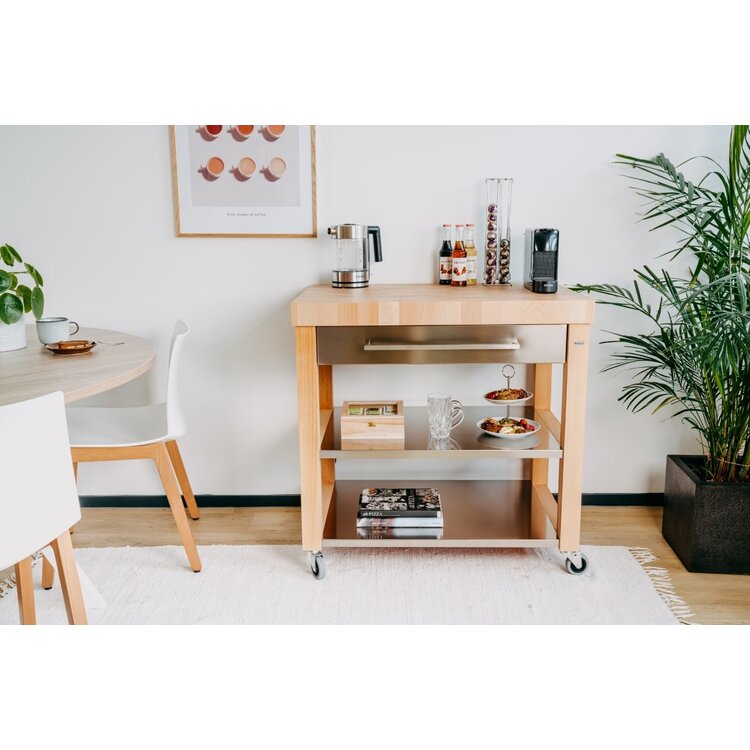 Butler Butler keukentrolley M-900, beukenhout, roestvrij staal