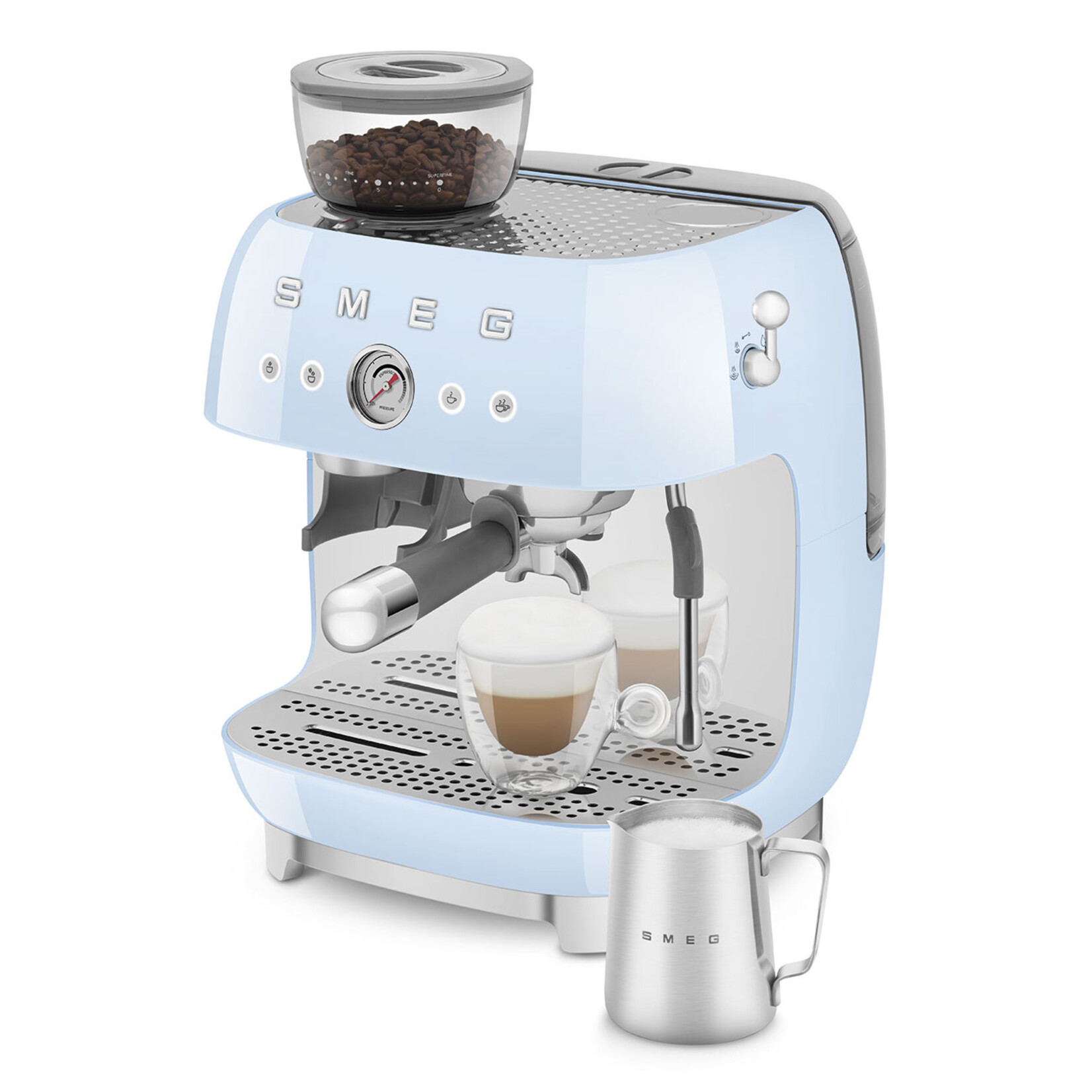 SMEG SMEG espressomachine pastelblauw, halfautomaat, EGF03PBEU