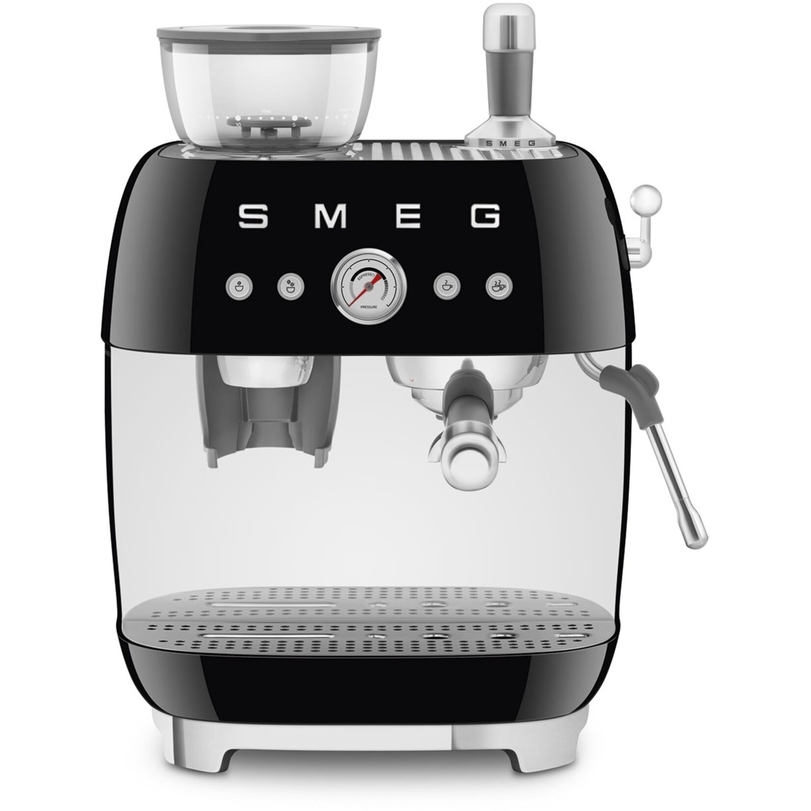 SMEG SMEG espressomachine zwart, halfautomaat, EGF03BLEU