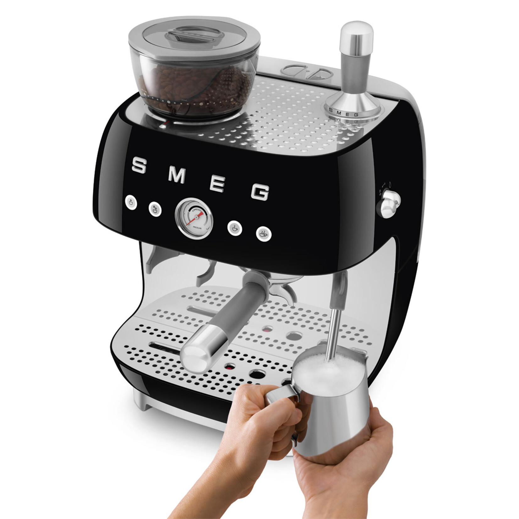 SMEG SMEG espressomachine zwart, halfautomaat, EGF03BLEU