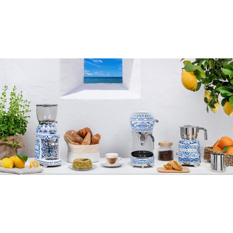 SMEG SMEG Dolce & Gabbana Espressomachine ECF02DGBEU, Blu Mediterraneo