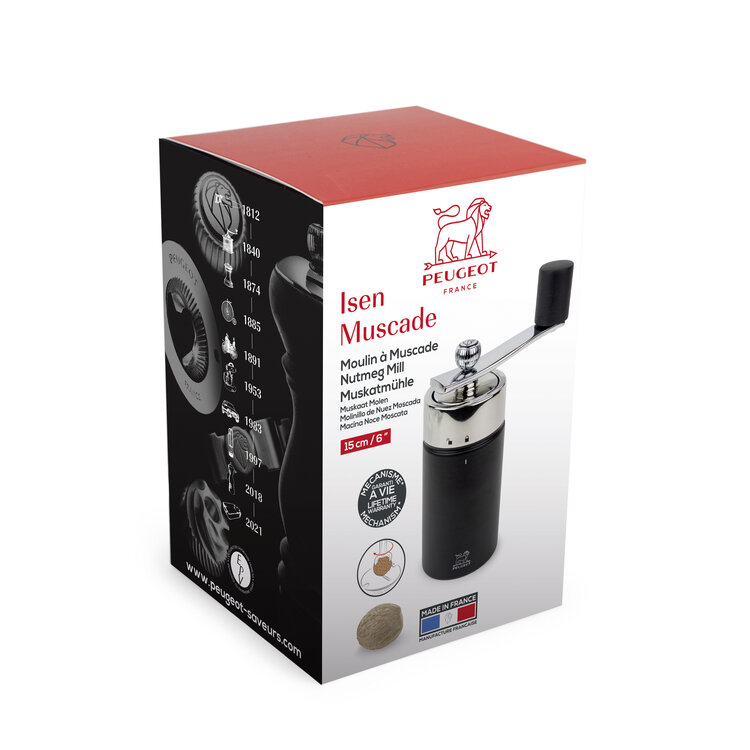 Peugeot Peugeot Isen muskaatmolen, 15 cm, mat zwart