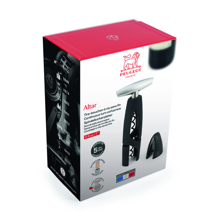 Peugeot Peugeot Altar kurkentrekker 17 cm, wormschroef en dopsnijder, zwart