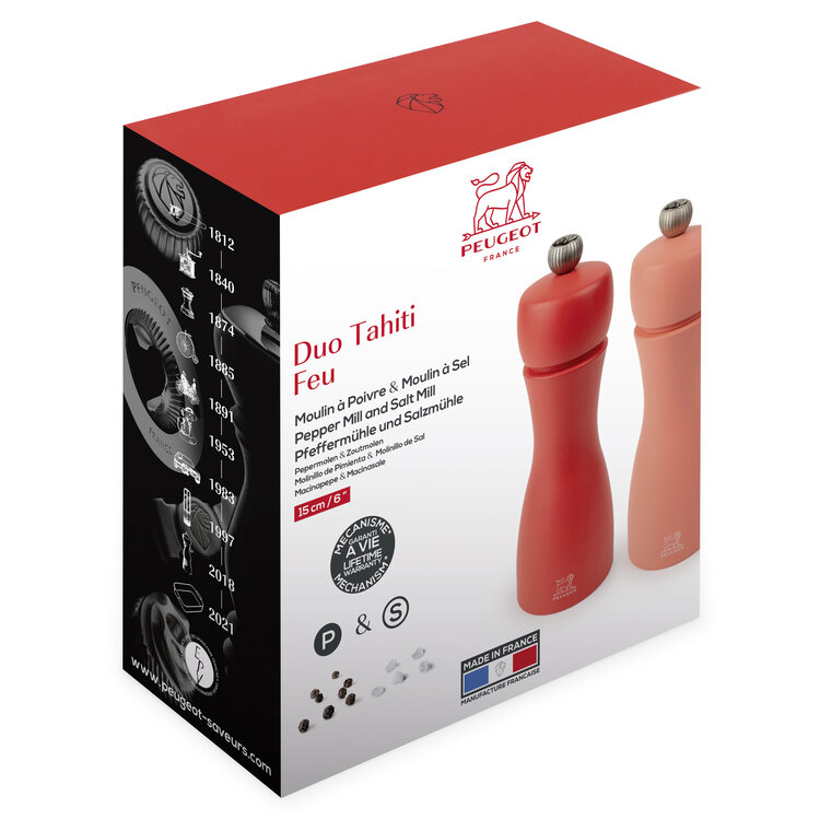 Peugeot Peugeot Tahiti peper- en zoutmolen 15 cm, baksteen & vlam, duo