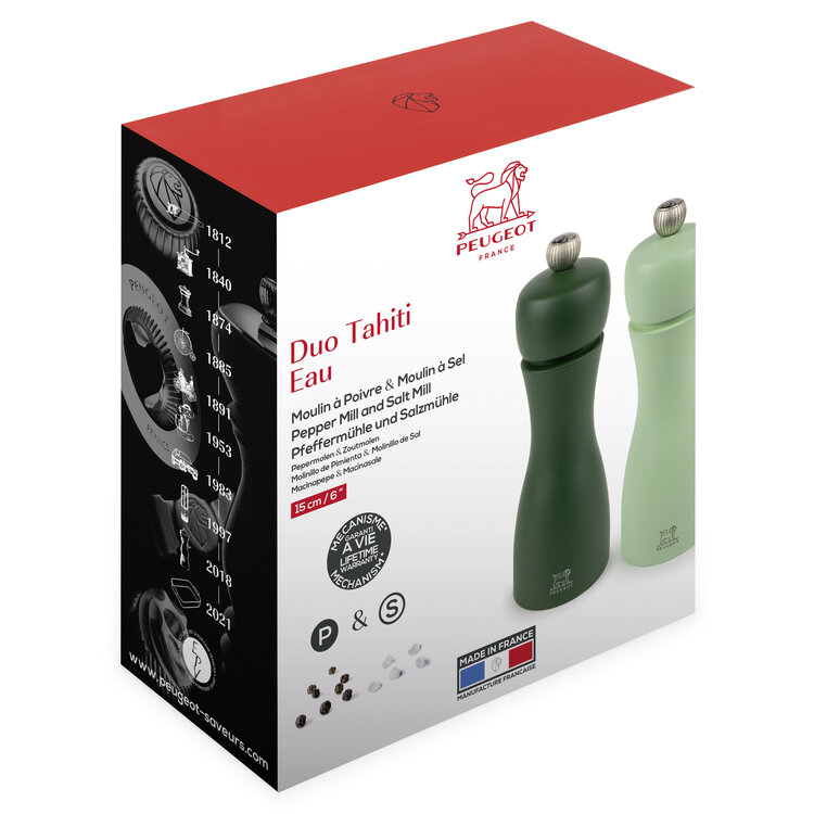 Peugeot Peugeot Tahiti peper- en zoutmolen 15 cm, mos & munt, duo