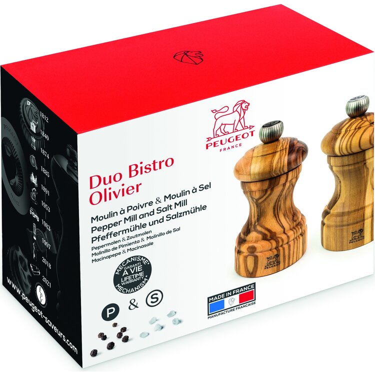Peugeot Peugeot Bistro peper- en zoutstel 10 cm, olijfhout
