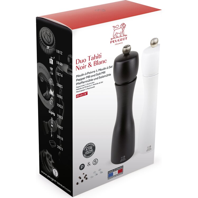 Peugeot Peugeot Tahiti peper- en zoutmolen 20 cm, mat zwart & mat wit, duo